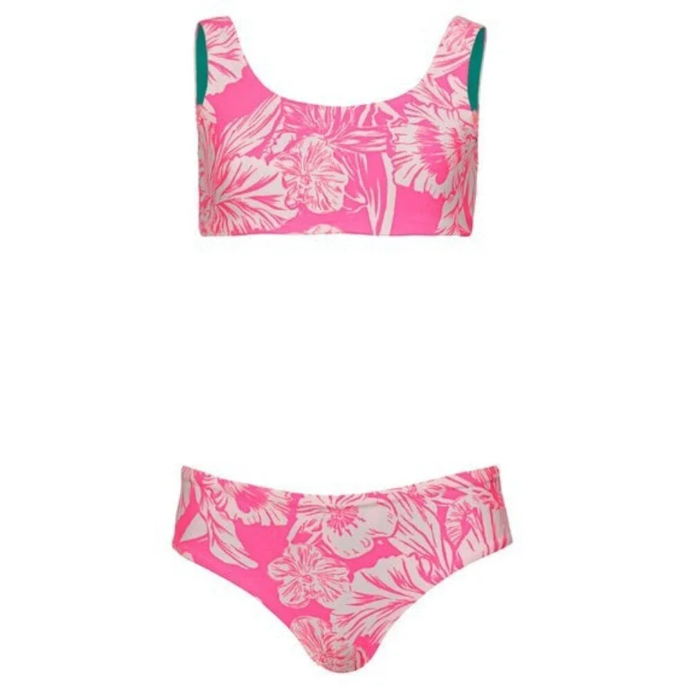 Maaji Hoya Bikini Set Kids 14 Pink Blossom Stretch Reversible Swimwear RED267
